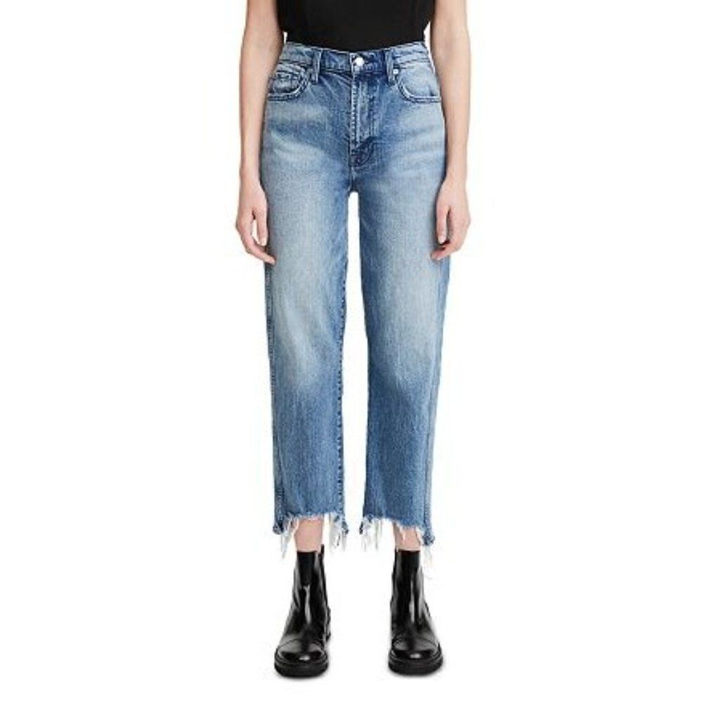 7 For All Mankind‎ Ripped Cropped High Waisted Medium Wash Monterey Jeans sz 32